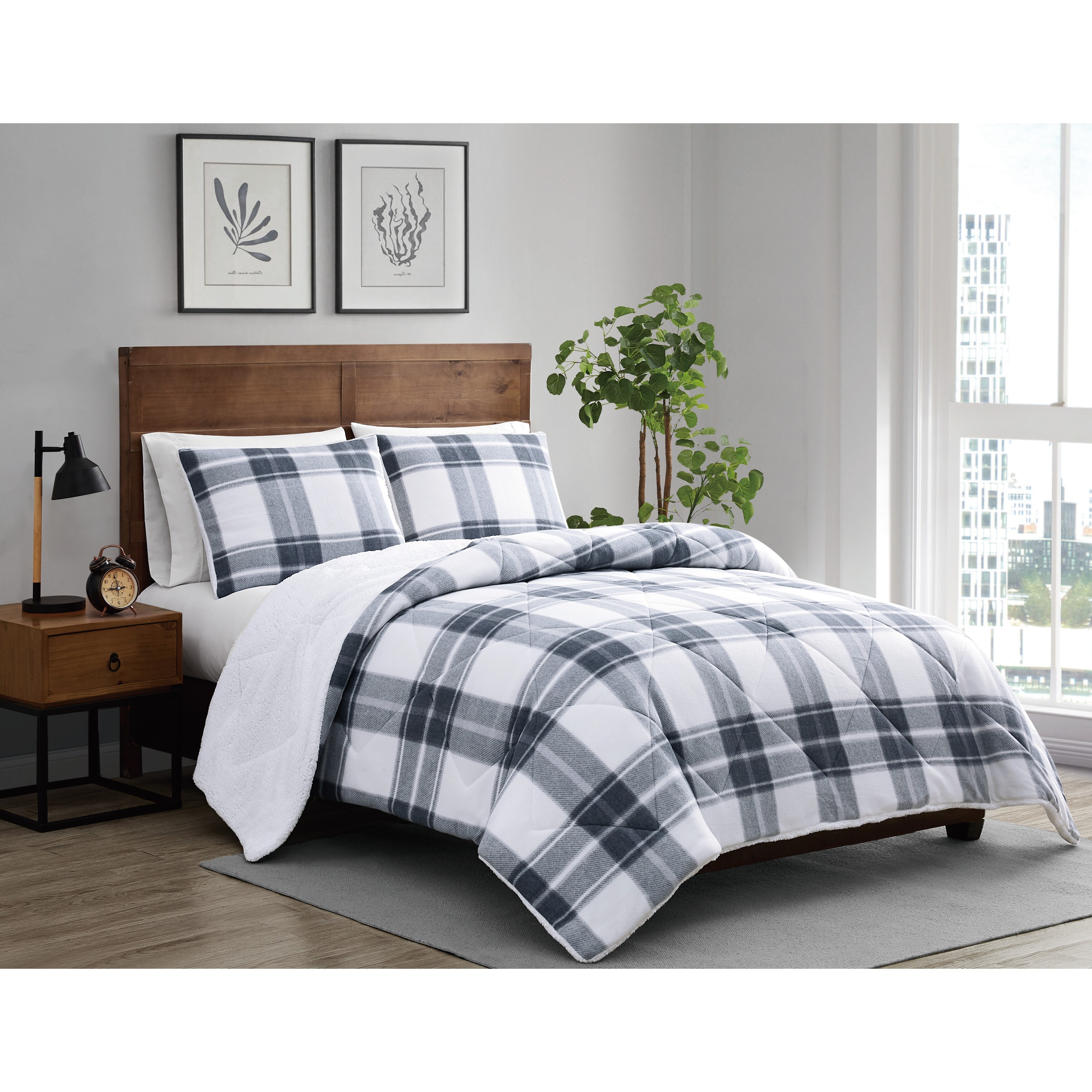 Cannon Cozy Teddy Plaid 3 Piece Comforter Set