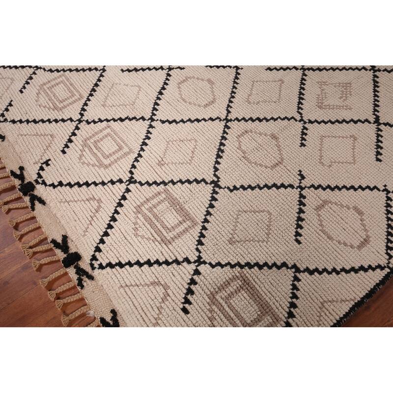 All-Over Trellis Moroccan Oriental Area Rug Handmade Wool Carpet - 8'1"x 11'10"