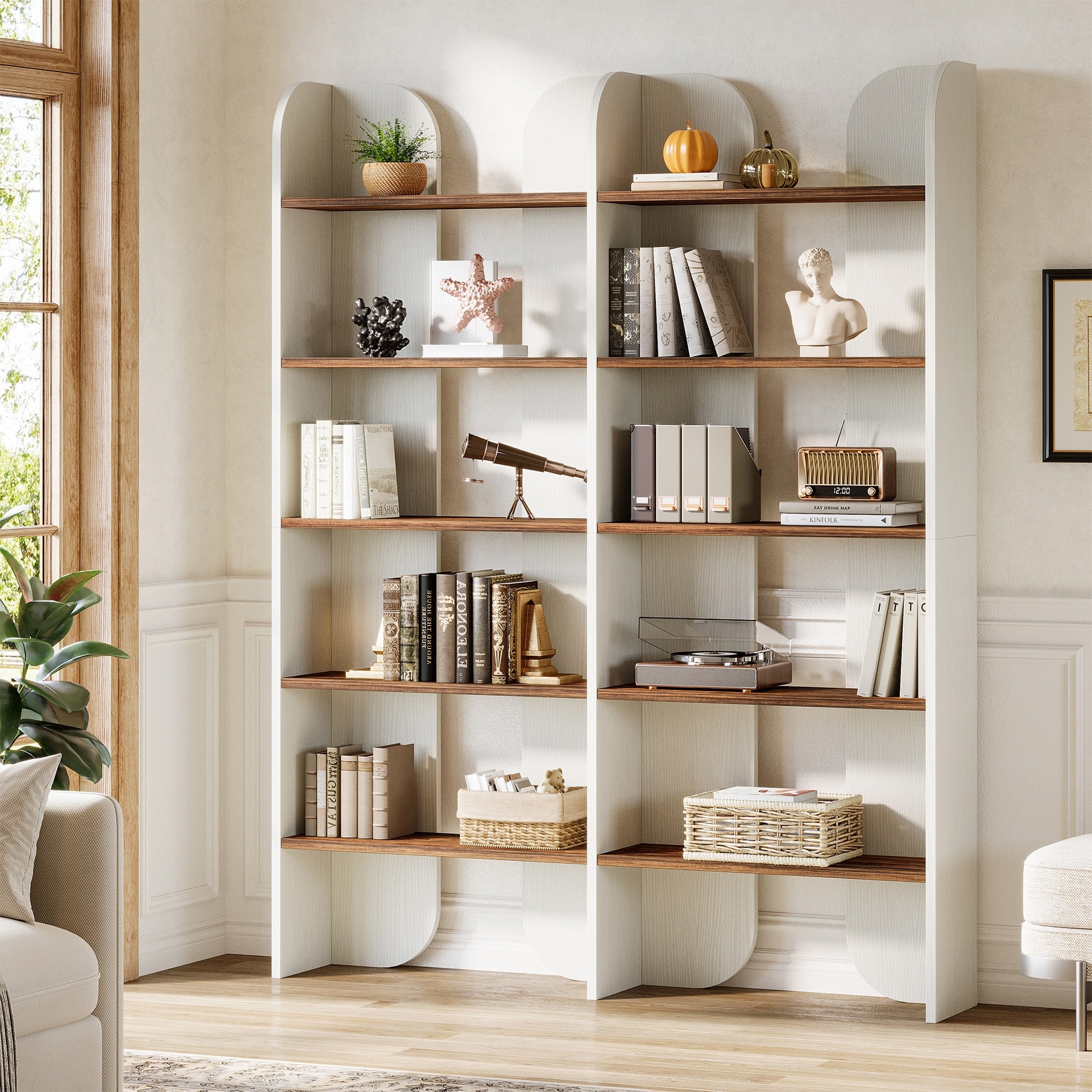 Double Wide Industrial Open Bookcase 5-Tier Storage Display Shelf