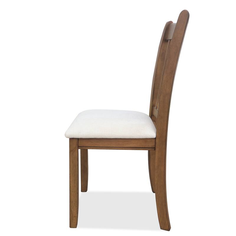 Dining Chairs Set of 2, Wooden Upholstered Kitchen Chairs, Breakfast Chairs with Slatted Back and Rubber Wood Frame