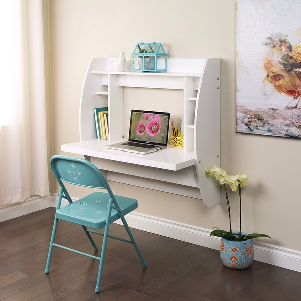 White Wall Mounted Modern Space Saving Laptop Computer Desk Bed