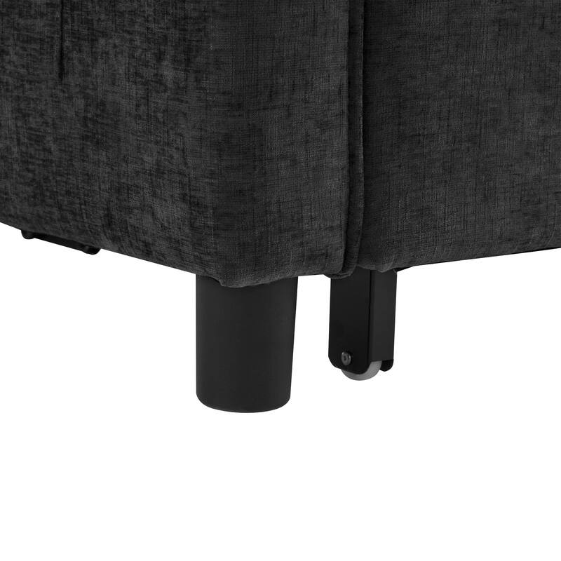 Chenille Luxe Loveseat Sofa Bed with Reversible Backrest, USB Charging, Adjustable Phone Holder by Harper&Bright Designs