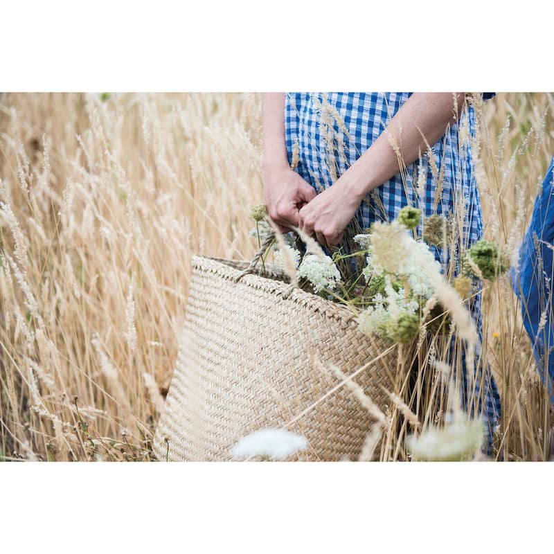 Beige Woven Seagrass Basket with Handles (Set of 2 Sizes)