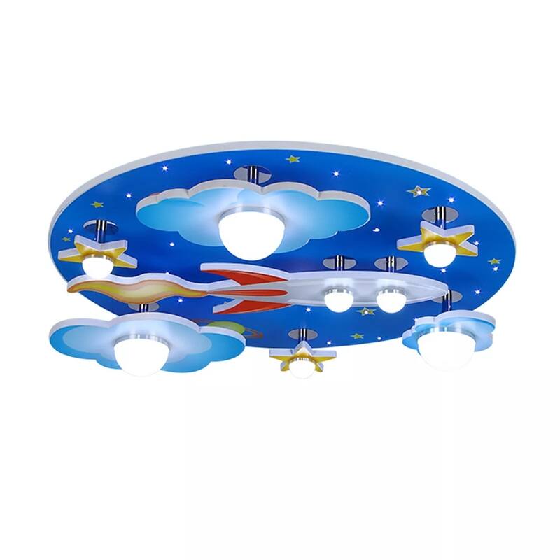 Boys Room Chandelier Airplane Modern LED Flush Mount World Globe Light - 23" x 7"