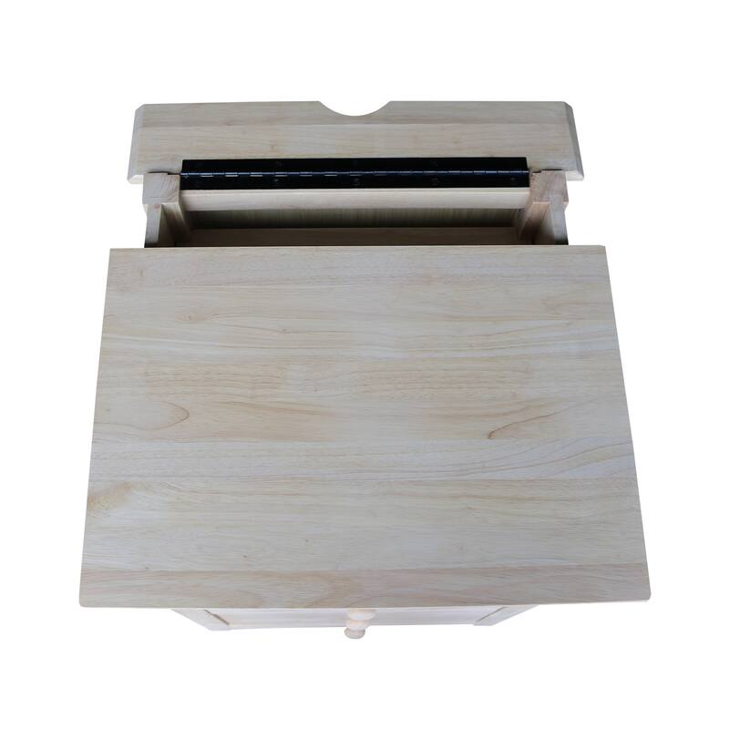 International Concepts Solid Wood 3-Drawer Nightstand with Power Outlets & USB, Unfinished Bedside Chest with Deep Drawers