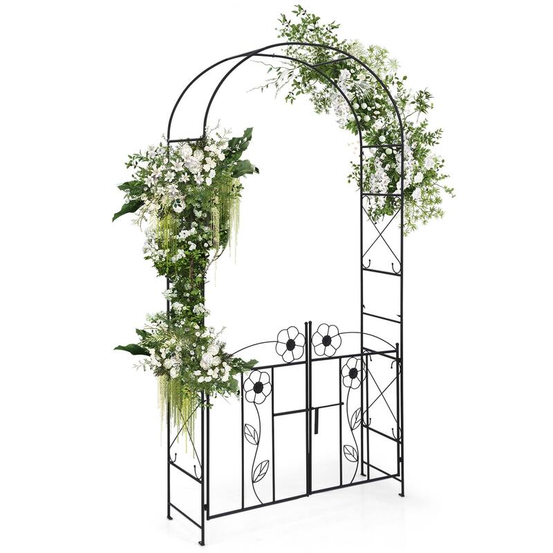 Costway 2 in 1 Garden Arbor Decorative Wedding Arch with Door & Latch - See Details