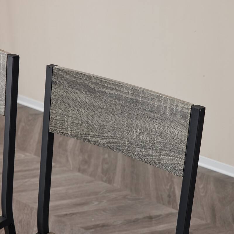 Mid-Century Modern 4 Piece Dining Set,Rectangular Table, Bench, 2 Chairs, Steel Frame