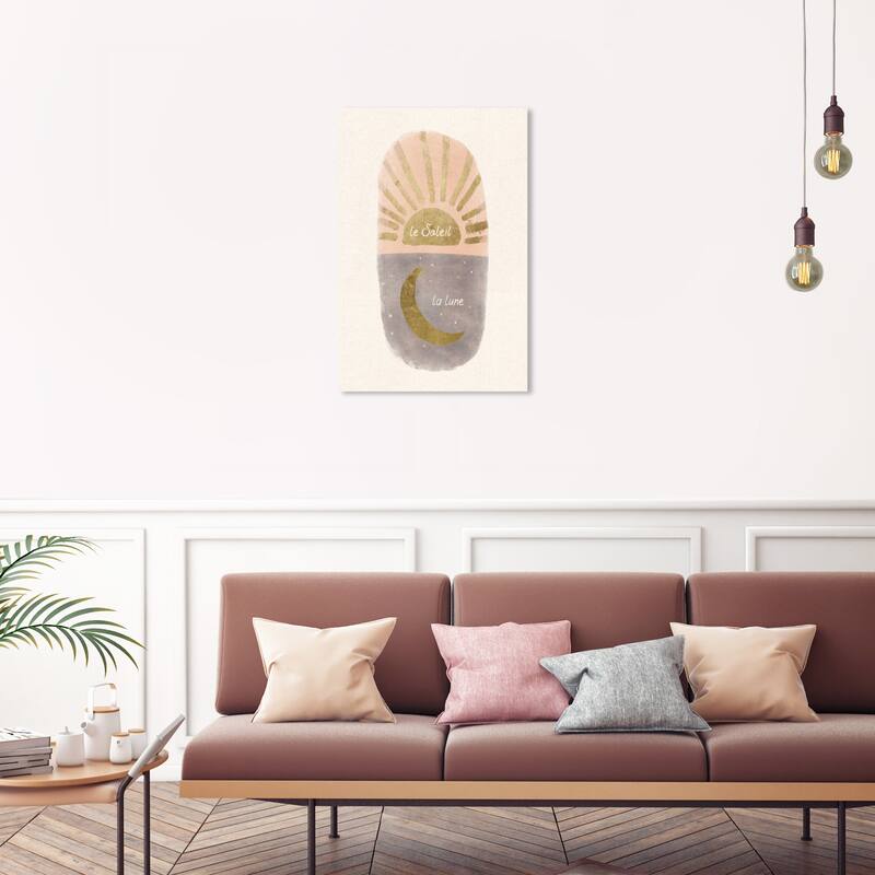 Wynwood Studio Canvas Astronomy and Space Soliel and Lune Gold and Metallic Gold Glam Wall Art Canvas Print - 30 x 20