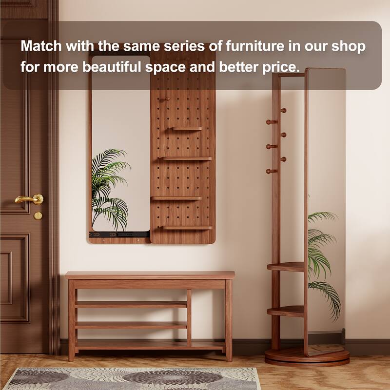 Solid Wood Shoe Rack Bench for Entryway 550lb Capacity