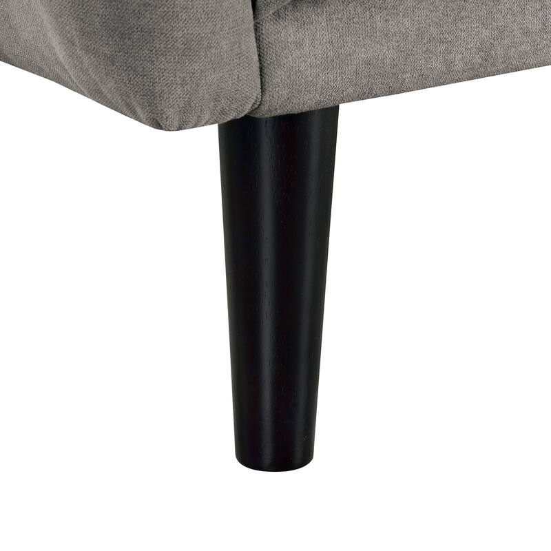 Gray 1pc Convertible Futon Sofa with Channeled Tufted Back, Soft Track Arm & USB Charging