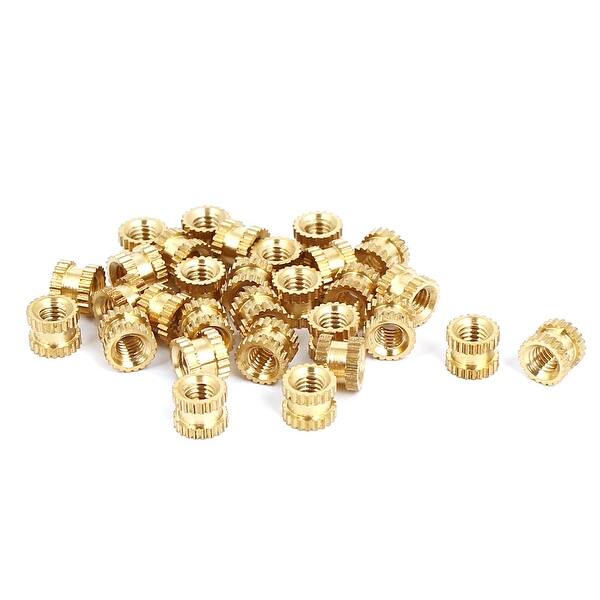Embedded Threaded Nut M3x4mmx5mm Female Threaded Brass Knurled Insert Embedded Nuts Gold Tone ...