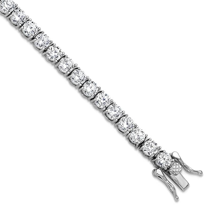 Curata 925 Sterling Silver Rhodium or Gold Plated 7.5" 5.25mm Classic Cubic Zirconia Bracelet - Rhodium-plated - 7.5 Inch - White