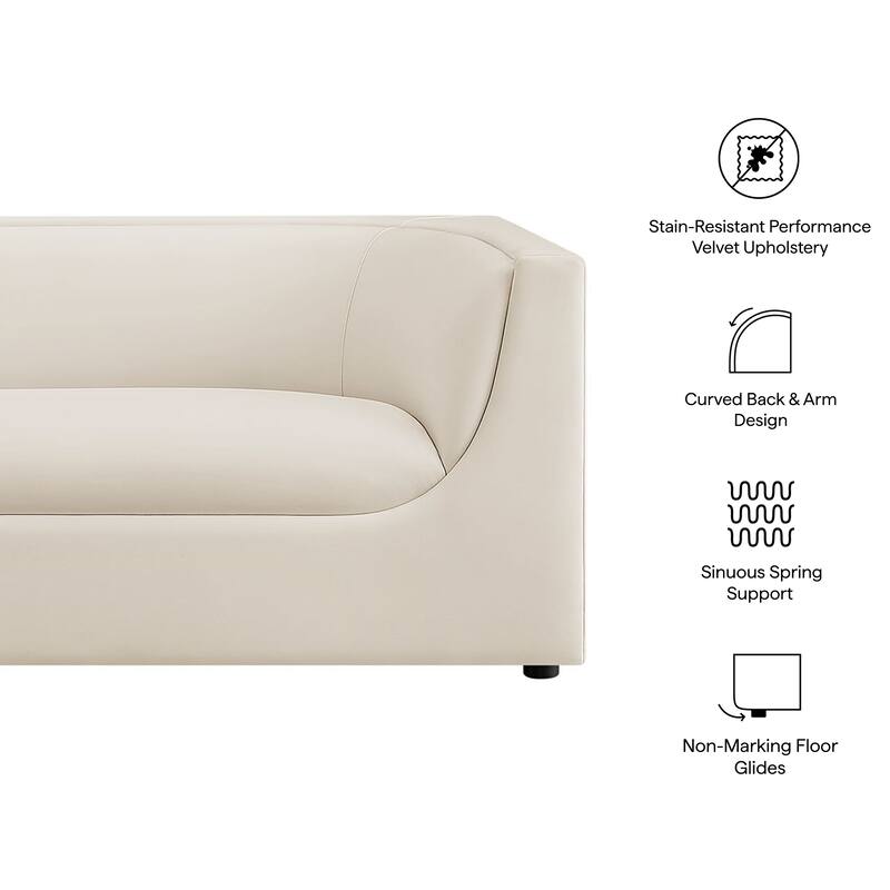 Hilda 86" Curved Back Performance Velvet Sofa