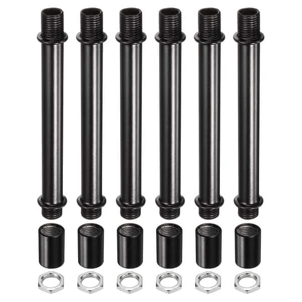 6set M10x1 Threaded Extension Rod Kit 100mm Coupling Nut with Pipe Hex Nut Black Bed Bath