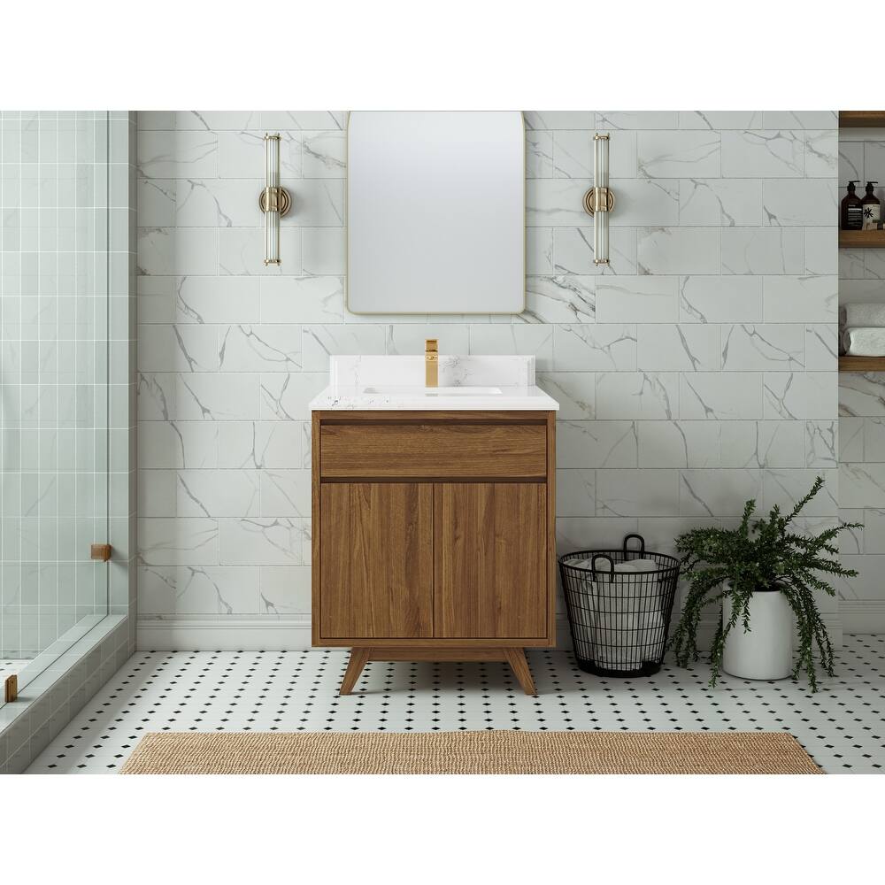 Willow Collections 30 in. W x 22 in. D Madison teak Single Sink Bathroom Vanity with Countertop