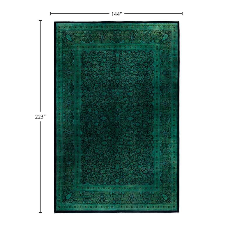 Overdyed One-of-a-Kind Hand-Knotted Area Rug - Green - 12' 0" x 18' 7"
