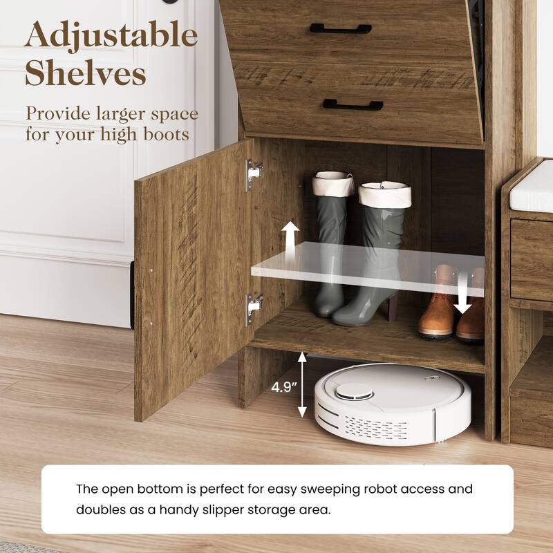 Shoe Storage Cabinet 19.7" Wide with Pegboard