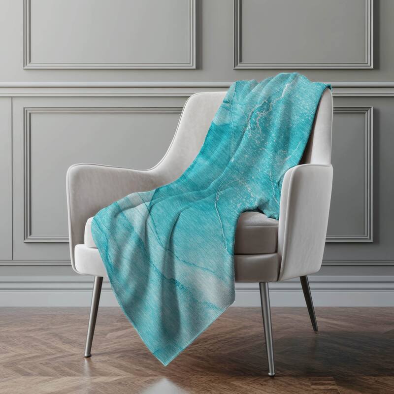 Premium Machine Washable Modern Abstract Sherpa Throw Blanket - Teal - 4'2" x 5'10"