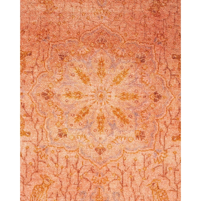 Overton Hand Knotted Wool Vintage Inspired Modern Contemporary Overdyed Pink Area Rug - 3' 2" x 5' 4"