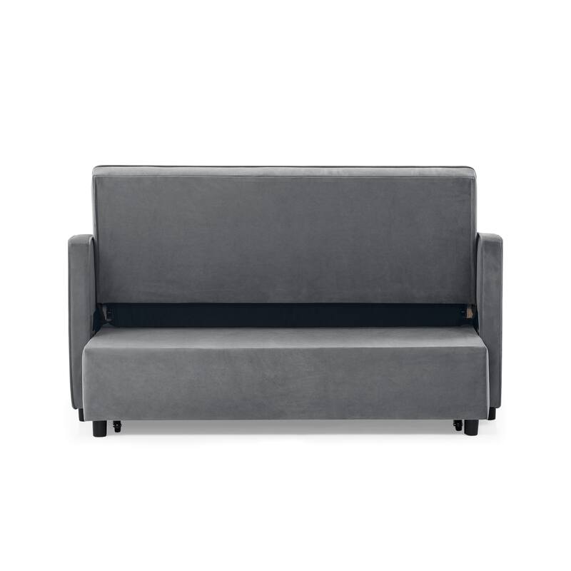Convertible Sleeper Sofa Bed, Couch Settee with Adjsutable Back and 2 Pocket, Loveseat Sofa Bed with Pull-Out Bed
