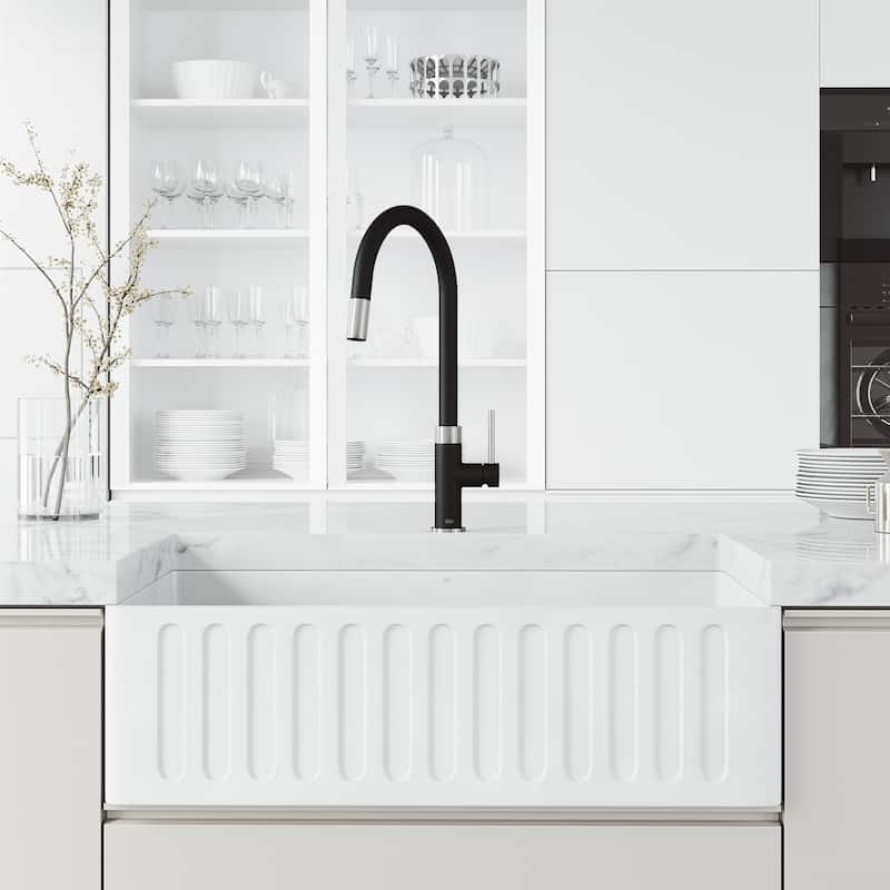 VIGO Bristol 19" H Single Handle Pull-Down Sprayer Kitchen Faucet