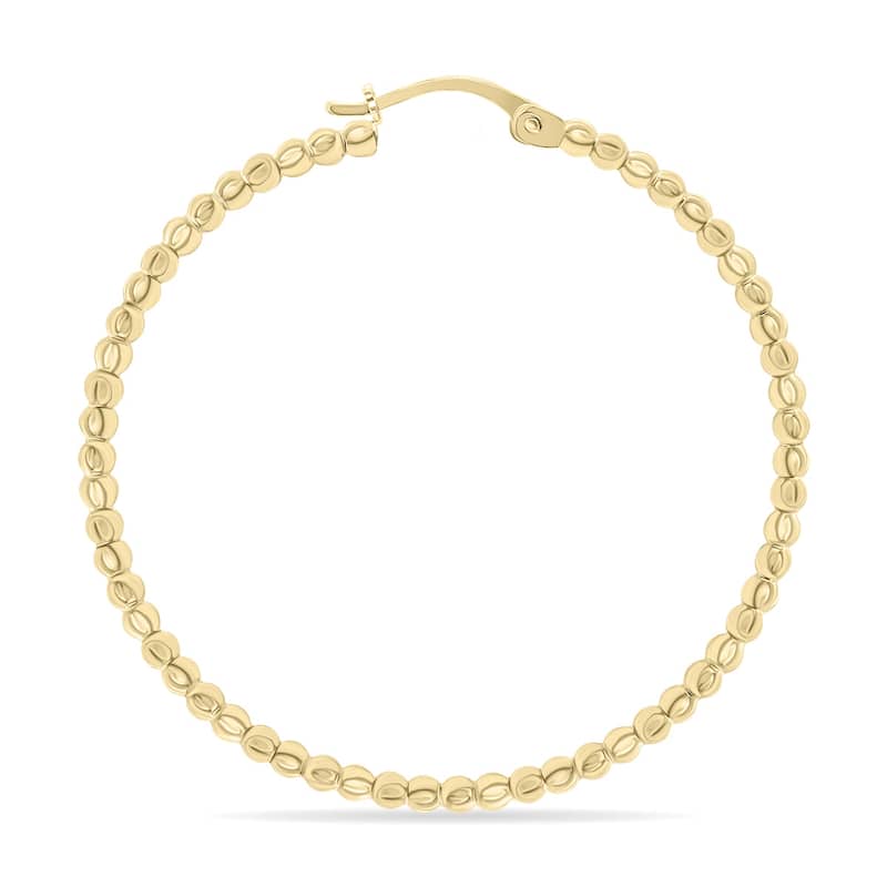 Marquee Jewels 38mm 14K Gold Filled Beaded Hoops Earrings (1 1/2 Inch Diameter)