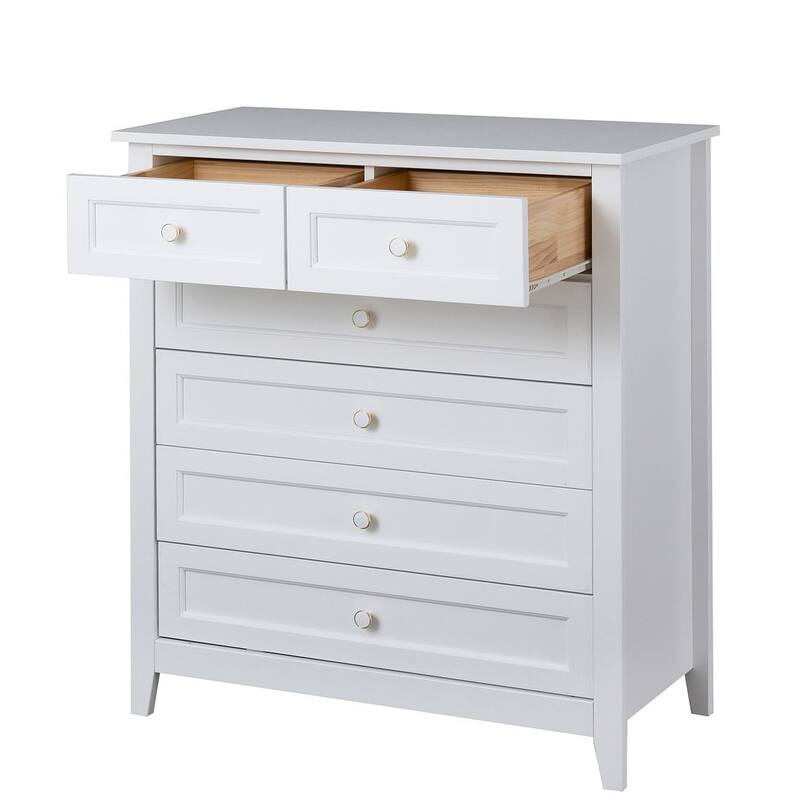 Modern Solid Wood Drawer Dresser with Retro Round Handles