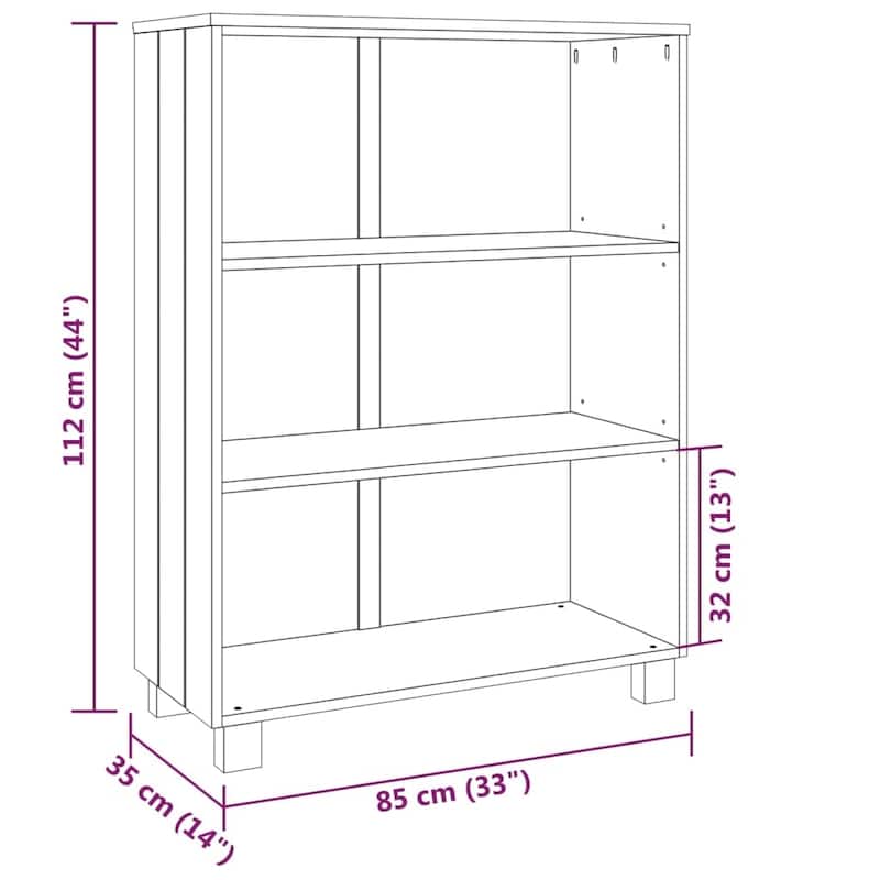 vidaXL Bookshelf Book Rack Bookcase Book Cabinet HAMAR White Solid Wood Pine - 33.5"x13.8"x13.8"