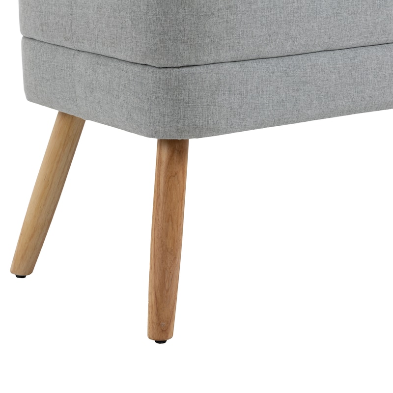 Modern Cotton/Linen Oversize Ottoman Bench with Wood Legs