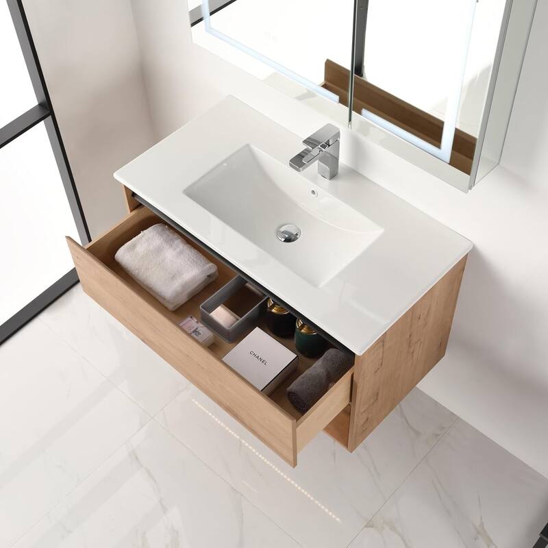 Blossom Bergen Wall Mounted Floating Bathroom Vanity with Sink