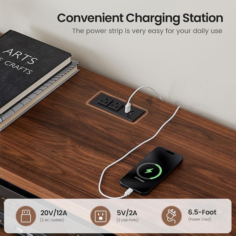 Wooden Drawers Dresser with Charging Station Dresser for Bedroom Chest of Drawers