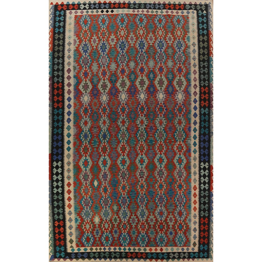 Southwestern Style Kilim Oriental Large Rug Flatweave Wool Carpet - 10'5"x 16'0"