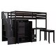 preview thumbnail 17 of 18, Twin Size Loft Bed with Stairs, Bookshelf, Drawers,Desk & Wardrobe - Espresso