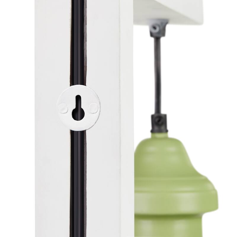 River of Goods Green Metal and White Wood Dome Shade Indoor Plug In Wall Sconce - 16" x 12" x 28.5"