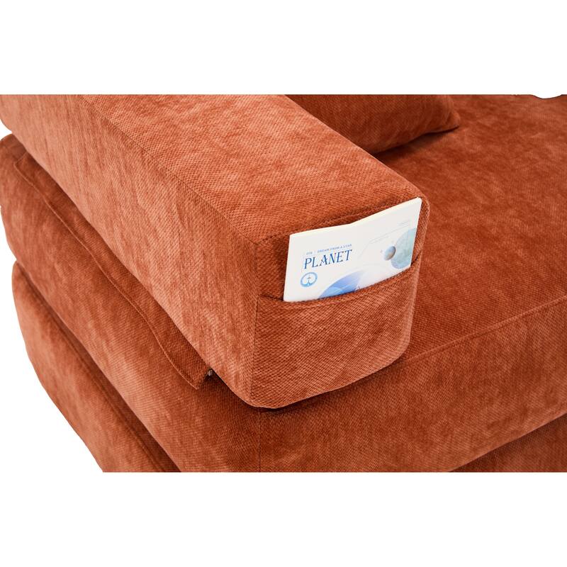 Queen Foldable Sofa Bed, 6-in-1 Convertible Sleeper Sofa with Mattress, Chaise Lounge Loveseat with Removable Cover