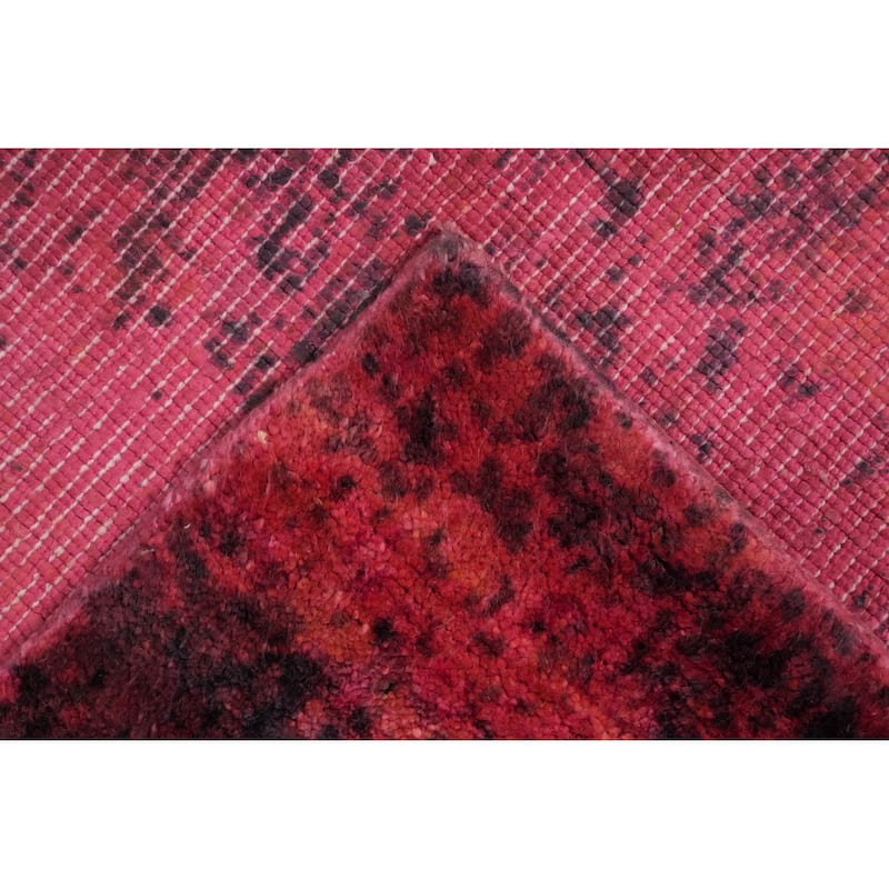 Hand Knotted Oriental Viscose Silk Carpet Modern All-Over Pink Abstract Area Rug - 7' 9'' X 5' 7''