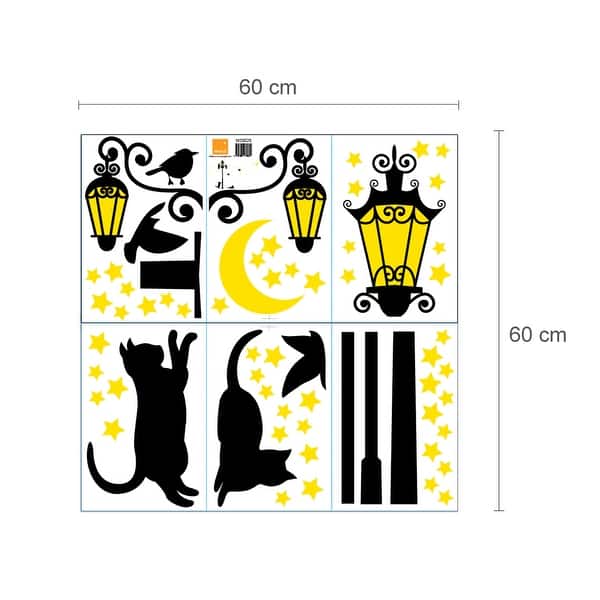 dimension image slide 0 of 3, Walplus Moon Stars Glow in Dark Street Light Wall Sticker Nursery Decor