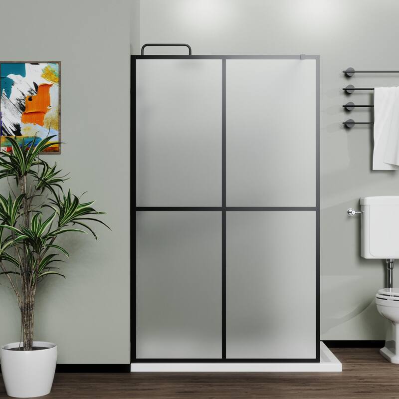 34" X 72" Shower Screen Door Frost Tempered Glass