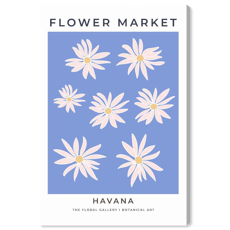 Wynwood Studio Canvas Floral and Botanical Flower Market Havana Blue and Modern & Contemporary Wall Art Canvas Print