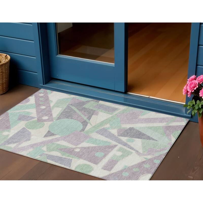 HomeRoots Geometric Modern Rectangle Outdoor Rug - 3' x 5'
