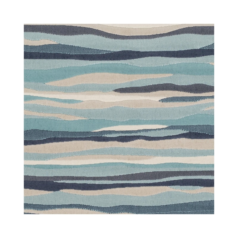 Livabliss City Aqua Wavy Stripes Area Rug