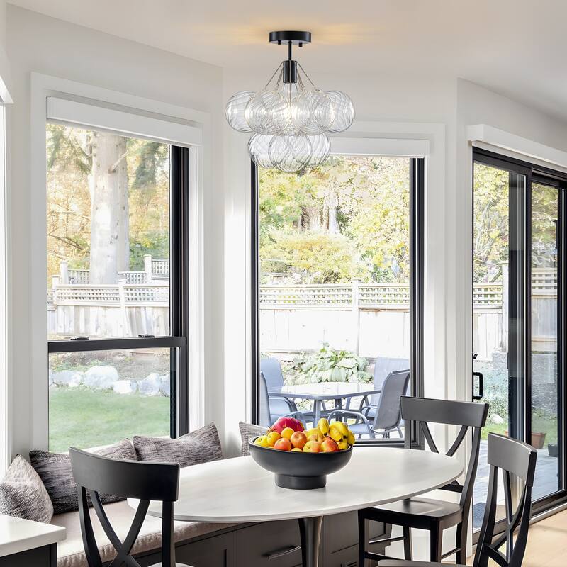 Starsky 1-Light 14in. Contemporary Glass Bubble Semi Flush Mount