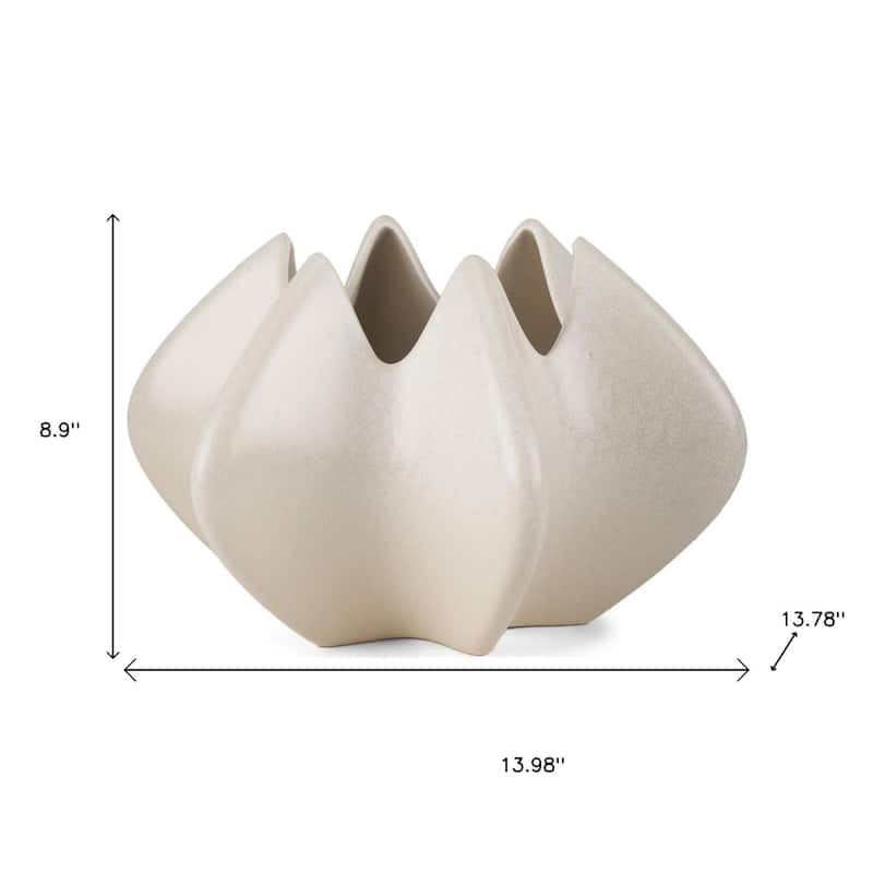 9" Cream Sculptural Ceramic Table Vase - 13.98