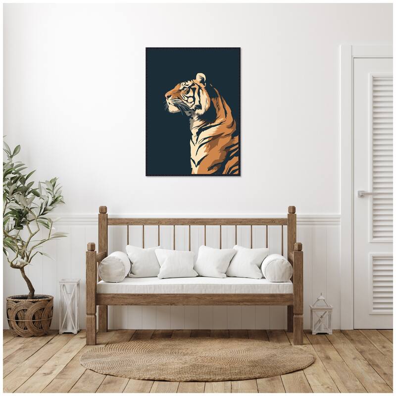 Kate and Laurel Navy Tiger by The Creative Bunch Studio Framed Canvas Wall Art Print