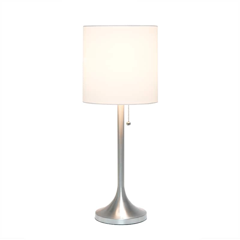 21.25" Modern Glam Metal Table Lamp with Silk Shade and Pull-Chain Switch for Bedroom or Living Room - 8"L x 8"W x 21.25"H
