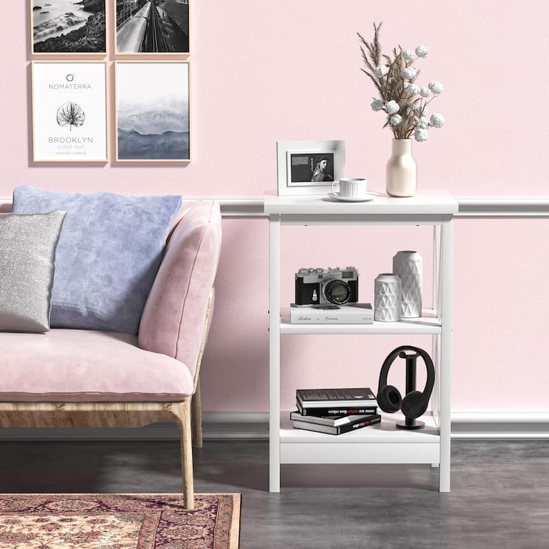 VECELO Modern Nightstand with 3-tier Storage Shelves