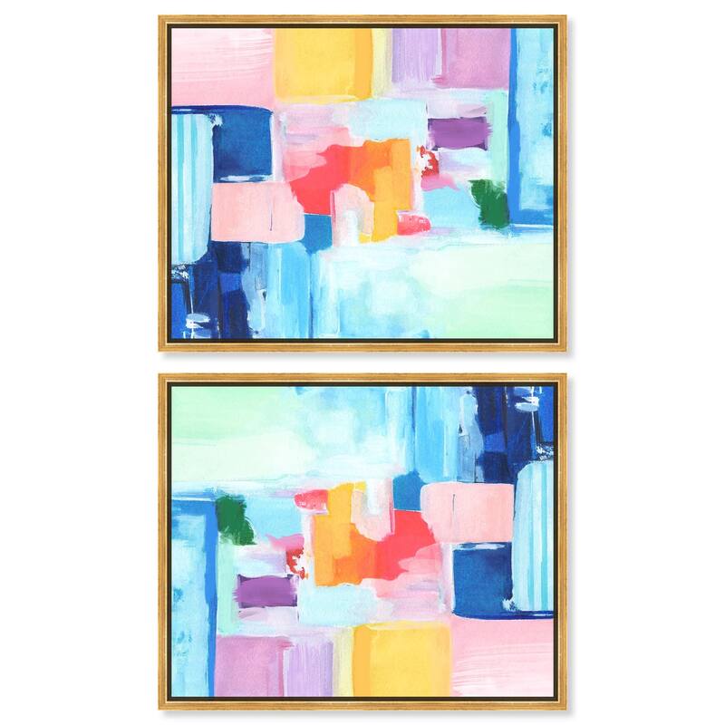 Navy Red Hustle Sneaker Canvas by Art Remedy - 36" x 24" - Gold