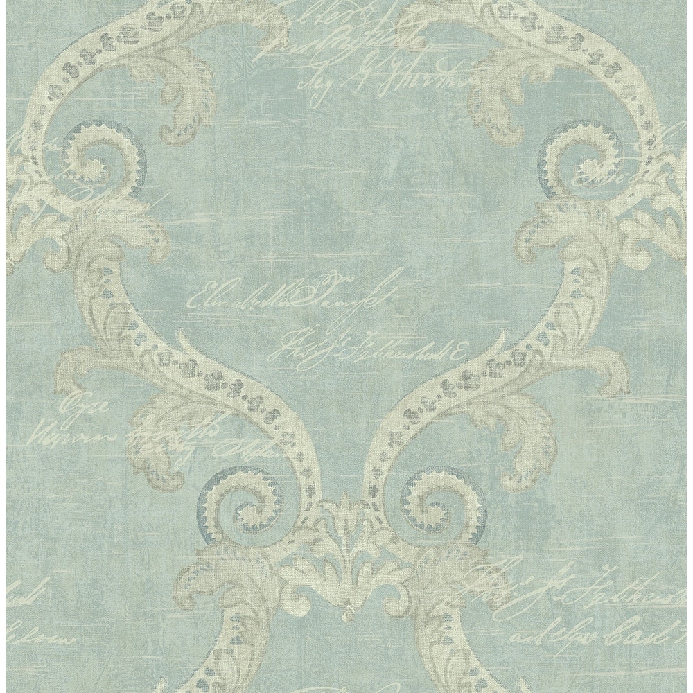 Seabrook Designs Elbert Framed Calligraphy Unpasted Wallpaper