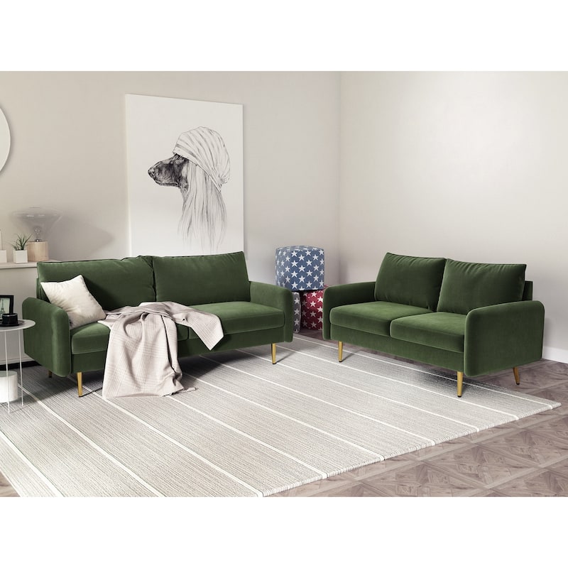 Velvet 2 Piece Loveseat and Sofa Living Room Set