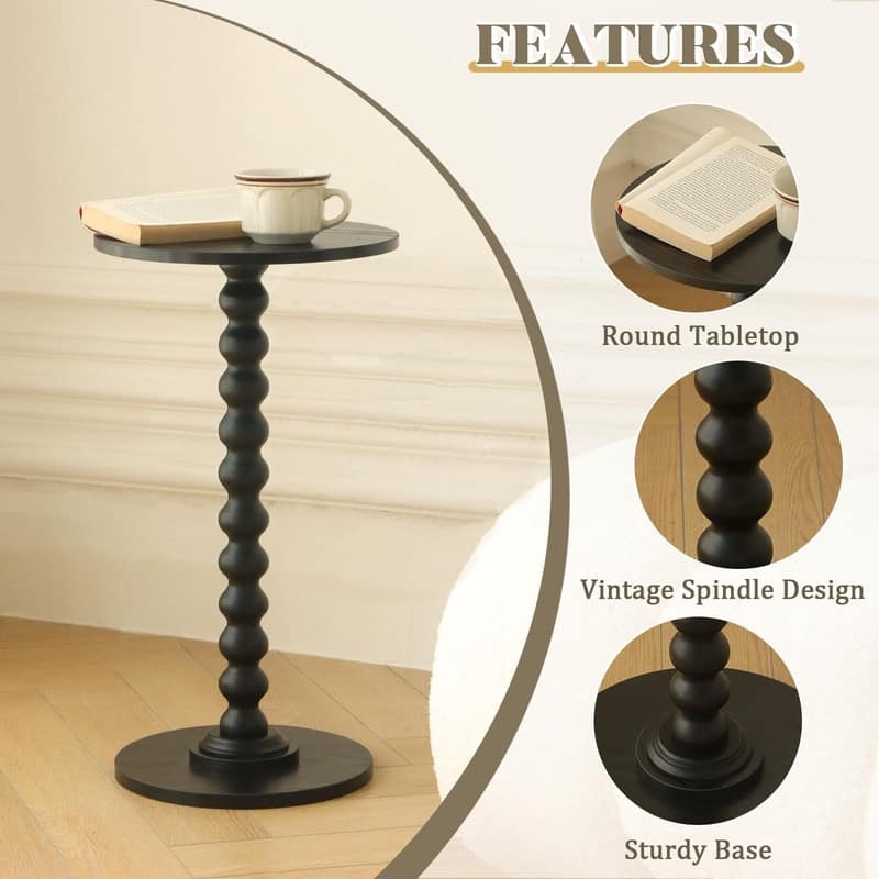 Round Side Table - 11.8"D x 11.8"W x 21.6"H